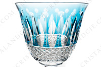 Verre à vin du Rhin roemer en cristal double-couches bleu clair de Saint-Louis modèle Tommy présentant un important décor taillé photo-3