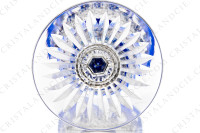 Verre à vin du Rhin roemer en cristal double-couches bleu foncé de Saint-Louis modèle Tommy présentant un important décor taillé photo-6