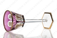 Rhine wine glass hock in amethyst double layer in crystal by Baccarat pattern Empire ( Harcourt) decorated with flatcut, a ring on the stem and an hexagonal foot photo-2