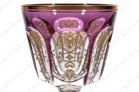 Rhine wine glass hock in amethyst double layer in crystal by Baccarat pattern Empire ( Harcourt) decorated with flatcut, a ring on the stem and an hexagonal foot photo-3