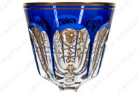 Rhine wine glass hock in blue double layer in crystal by Baccarat pattern Empire ( Harcourt) decorated with flatcut, a ring on the stem and an hexagonal foot photo-3