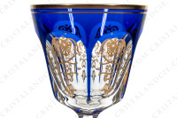 Rhine wine glass hock in blue double layer in crystal by Baccarat pattern Empire ( Harcourt) decorated with flatcut, a ring on the stem and an hexagonal foot photo-4
