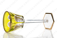 Rhine wine glass hock in yellow double layer in crystal by Baccarat pattern Empire ( Harcourt) decorated with flatcut, a ring on the stem and an hexagonal foot photo-2