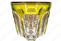 Rhine wine glass hock in yellow double layer in crystal by Baccarat pattern Empire ( Harcourt) decorated with flatcut, a ring on the stem and an hexagonal foot photo-3
