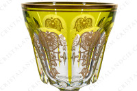 Rhine wine glass hock in yellow double layer in crystal by Baccarat pattern Empire ( Harcourt) decorated with flatcut, a ring on the stem and an hexagonal foot photo-4