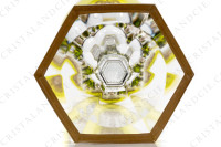 Rhine wine glass hock in yellow double layer in crystal by Baccarat pattern Empire ( Harcourt) decorated with flatcut, a ring on the stem and an hexagonal foot photo-7