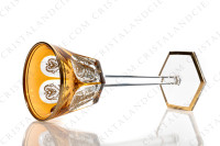 Rhine wine glass hock in orange double layer in crystal by Baccarat pattern Empire ( Harcourt) decorated with flatcut, a ring on the stem and an hexagonal foot photo-2
