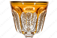 Rhine wine glass hock in orange double layer in crystal by Baccarat pattern Empire ( Harcourt) decorated with flatcut, a ring on the stem and an hexagonal foot photo-3