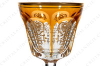 Rhine wine glass hock in orange double layer in crystal by Baccarat pattern Empire ( Harcourt) decorated with flatcut, a ring on the stem and an hexagonal foot photo-4
