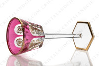 Rhine wine glass hock in red double layer in crystal by Baccarat pattern Empire ( Harcourt) decorated with flatcut, a ring on the stem and an hexagonal foot photo-2