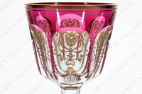 Rhine wine glass hock in red double layer in crystal by Baccarat pattern Empire ( Harcourt) decorated with flatcut, a ring on the stem and an hexagonal foot photo-3