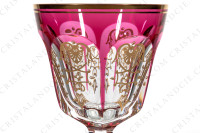 Rhine wine glass hock in red double layer in crystal by Baccarat pattern Empire ( Harcourt) decorated with flatcut, a ring on the stem and an hexagonal foot photo-4