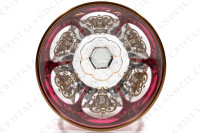 Rhine wine glass hock in red double layer in crystal by Baccarat pattern Empire ( Harcourt) decorated with flatcut, a ring on the stem and an hexagonal foot photo-6
