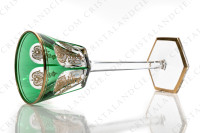 Rhine wine glass hock in green double layer in crystal by Baccarat pattern Empire ( Harcourt) decorated with flatcut, a ring on the stem and an hexagonal foot photo-2
