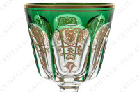 Rhine wine glass hock in green double layer in crystal by Baccarat pattern Empire ( Harcourt) decorated with flatcut, a ring on the stem and an hexagonal foot photo-3