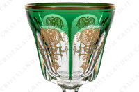 Rhine wine glass hock in green double layer in crystal by Baccarat pattern Empire ( Harcourt) decorated with flatcut, a ring on the stem and an hexagonal foot photo-4