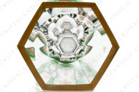 Rhine wine glass hock in green double layer in crystal by Baccarat pattern Empire ( Harcourt) decorated with flatcut, a ring on the stem and an hexagonal foot photo-7