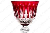 Verre à vin du Rhin roemer en cristal double-couches rouge de Saint-Louis modèle Tommy présentant un important décor taillé photo-3