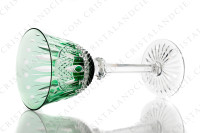 Verre à vin du Rhin roemer en cristal double-couches vert de Saint-Louis modèle Tommy présentant un important décor taillé photo-2