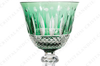 Verre à vin du Rhin roemer en cristal double-couches vert de Saint-Louis modèle Tommy présentant un important décor taillé photo-3