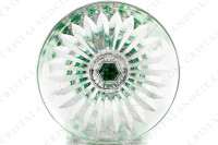 Verre à vin du Rhin roemer en cristal double-couches vert de Saint-Louis modèle Tommy présentant un important décor taillé photo-6